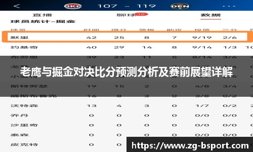 老鹰与掘金对决比分预测分析及赛前展望详解